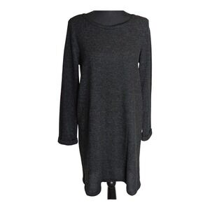 Everly Shift Dress Long Sleeve Charcoal Medium Stretch Knee Length Zipper Back